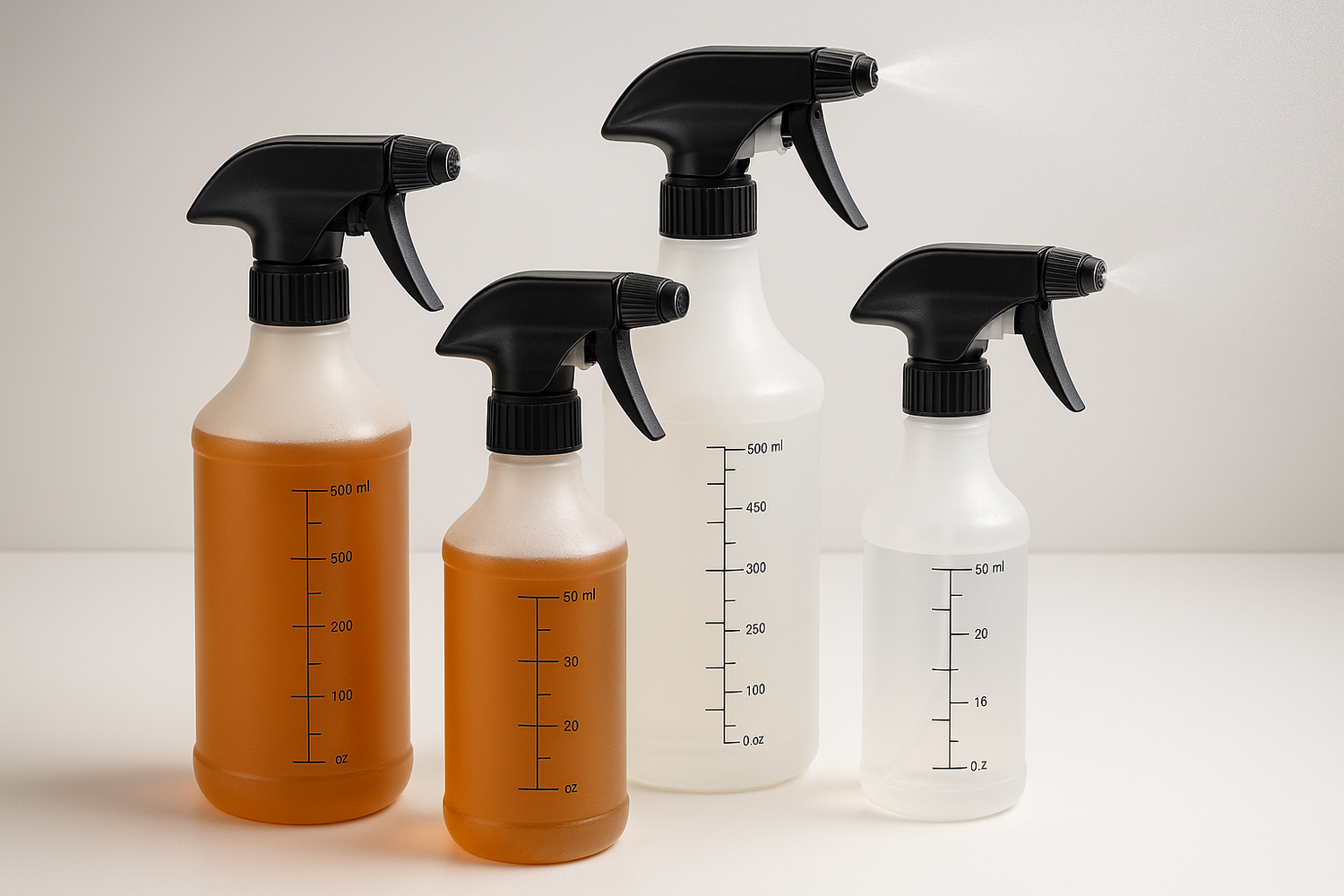 Hand using a spray bottle to lightly mist a leather jacket with a cleaning solution for controlled application.