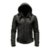Men's Hooded Black Biker Leather Jacket-Men's Biker Jackets-Premium Leather Street