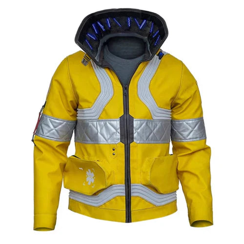 Men's Yellow Cyberpunk Faux Leather Jacket-Leather Jackets-Premium Leather Street