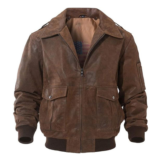 Men's Air Force Flight Bomber Leather Jacket-Men's Bomber Jacket-Premium Leather Street