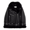 Women's Notch Faux Shearling Moto Leather Jacket-Women Shearling Jacket-Premium Leather Street