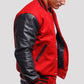Scarlet Red Wool Body & Black Leather Sleeves Varsity Jacket