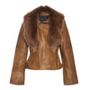 Women's Tara Calf Faux Shearling Brown Fur Leather Jacket-Women Shearling Jacket-Premium Leather Street