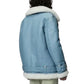 Women's Notch Faux Shearling Moto Leather Jacket-Women Shearling Jacket-Premium Leather Street