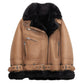 Women's Notch Faux Shearling Moto Leather Jacket-Women Shearling Jacket-Premium Leather Street