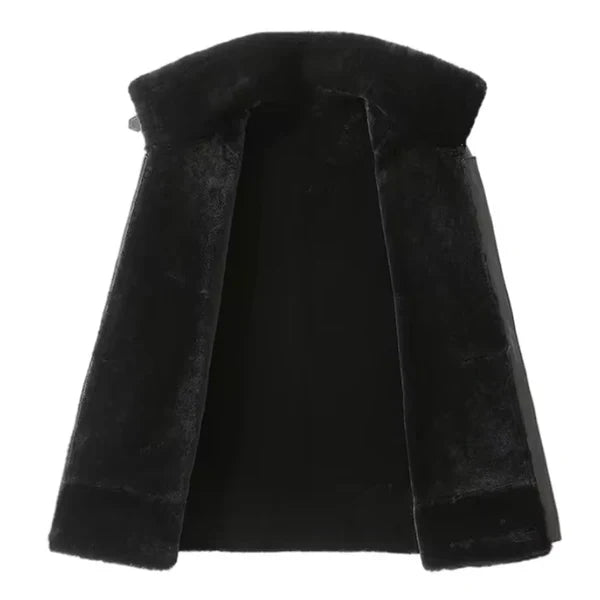 Men's Black Faux Shearling B3 Bomber Leather Jacket-Men Shearling Jacket-Premium Leather Street
