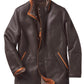 Dark Brown Shearling Leather Coat