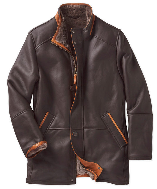Dark Brown Shearling Leather Coat