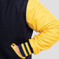 Navy Blue Wool Body & Lemon Leather Sleeves Varsity Jacket