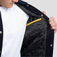 Navy Blue Wool Body & Lemon Leather Sleeves Varsity Jacket