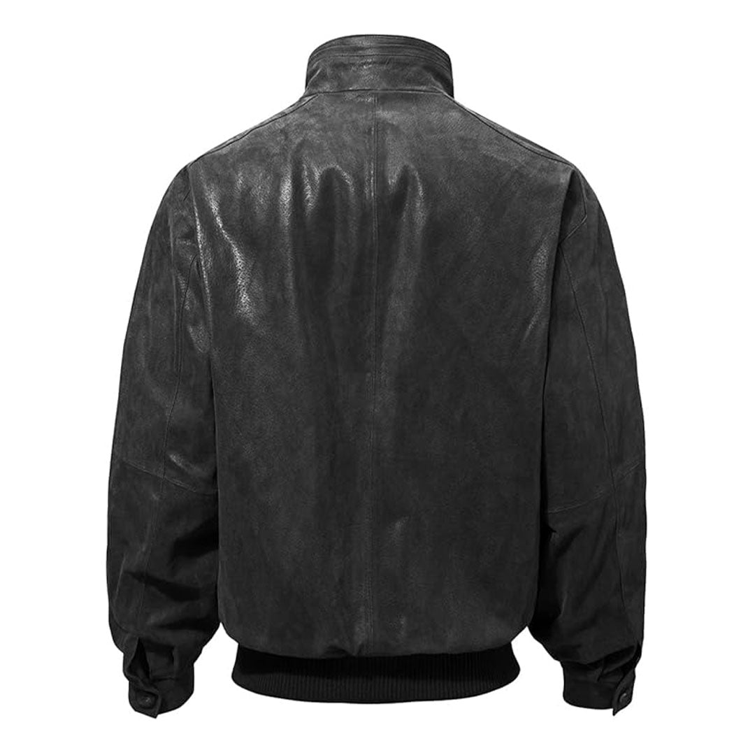 Men's Casual Bomber Real Leather Jacket-Men's Bomber Jacket-Premium Leather Street