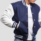 Royal Blue Wool Body & Bright White Leather Sleeves Varsity Jacket