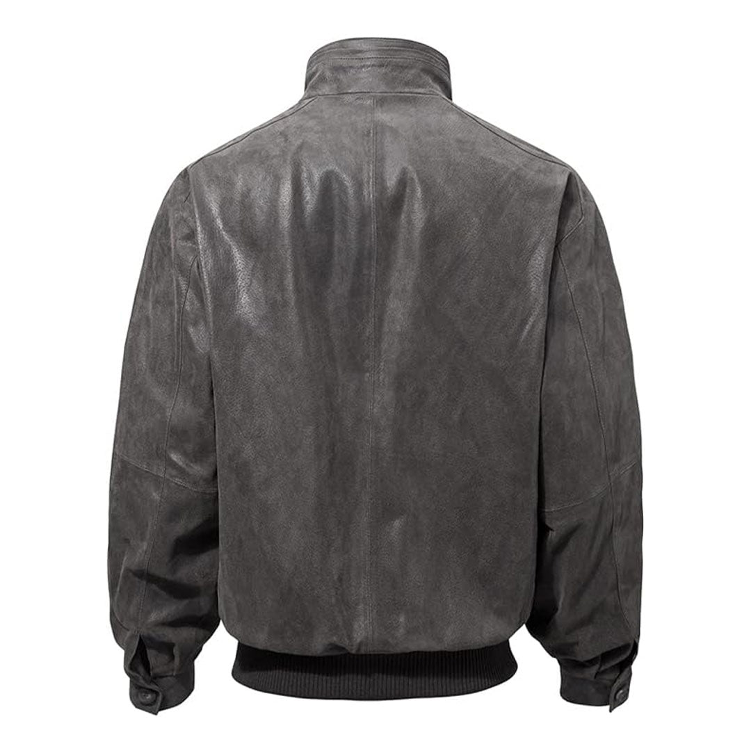 Men's Casual Bomber Real Leather Jacket-Men's Bomber Jacket-Premium Leather Street
