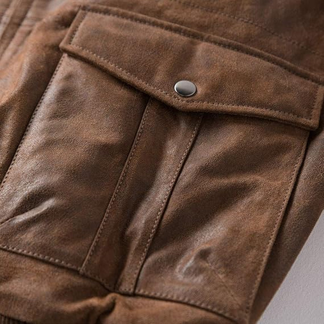 Men's Air Force Flight Bomber Leather Jacket-Men's Bomber Jacket-Premium Leather Street