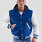 Bright Royal Wool Body & Bright White Sleeves Hoodie Varsity Jacket
