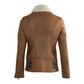 Women's Jane Aviator Faux Shearling Sheepskin Bomber Jacket-Women Shearling Jacket-Premium Leather Street