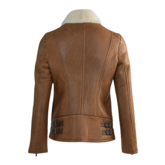 Women's Jane Aviator Faux Shearling Sheepskin Bomber Jacket-Women Shearling Jacket-Premium Leather Street