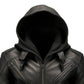 Men's Hooded Black Biker Leather Jacket-Men's Biker Jackets-Premium Leather Street