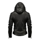 Men's Hooded Black Biker Leather Jacket-Men's Biker Jackets-Premium Leather Street