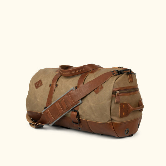 Dakota Field Khaki Waxed Canvas Duffle Bag-Leather Duffle bags-Premium Leather Street