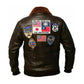 Top Gun Brown Faux Shearling Maverick Bomber Jacket-Men Shearling Jacket-Premium Leather Street
