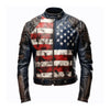 Men's USA Flag Casual Motorcycle Leather Jacket-Men's Biker Jackets-Premium Leather Street