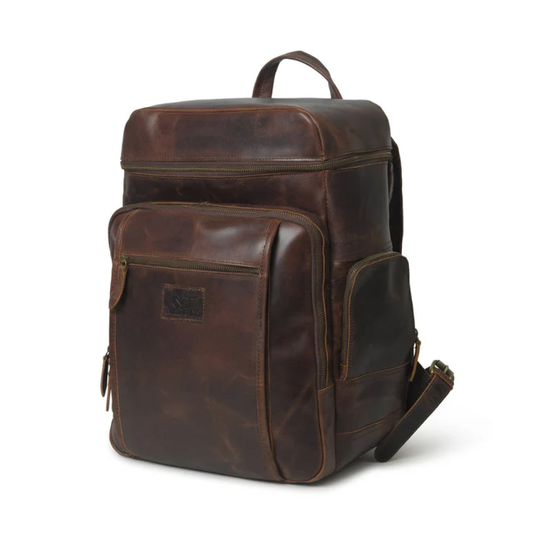 Alpha Brown Buffalo Travel Leather Backpack-Leather backpacks-Premium Leather Street