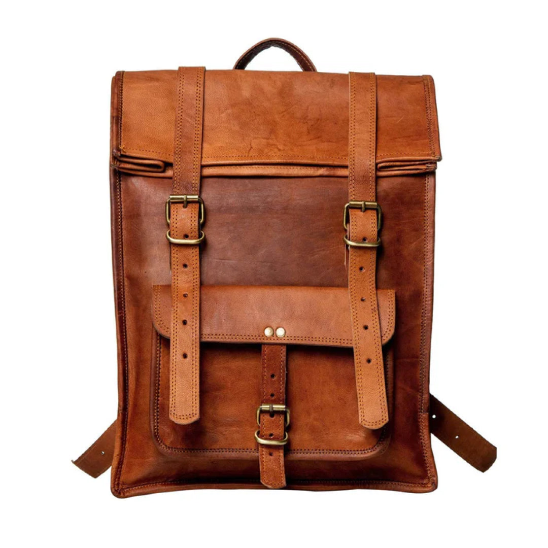 The Hoffman Roll Top Leather Backpack-Leather backpacks-Premium Leather Street
