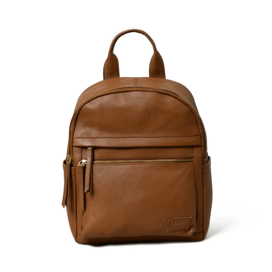Tan Multi Pocket Women's Leather Backpack-Leather backpacks-Premium Leather Street