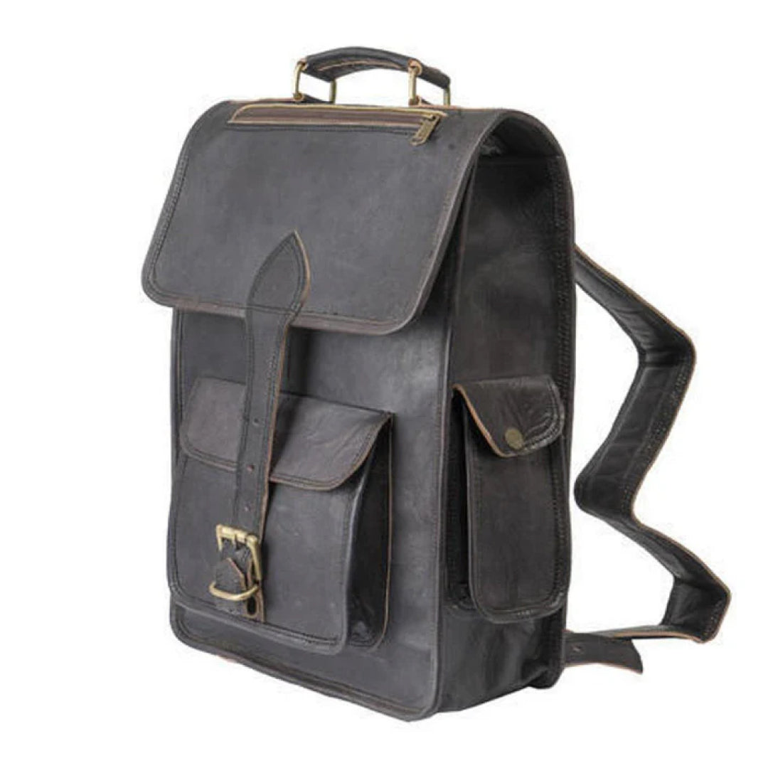Texas Black Leather Backpack-Leather backpacks-Premium Leather Street