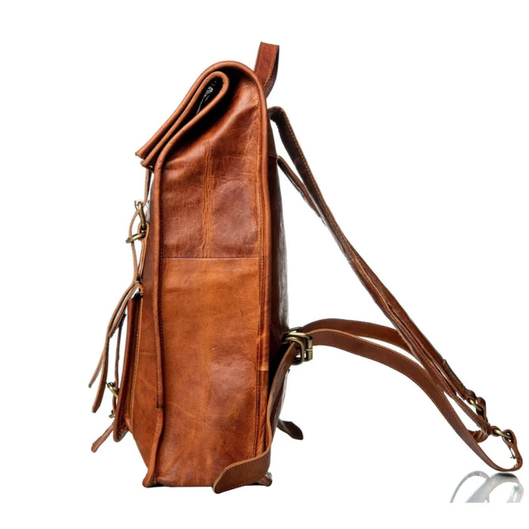 The Hoffman Roll Top Leather Backpack-Leather backpacks-Premium Leather Street