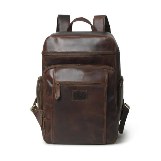 Alpha Brown Buffalo Travel Leather Backpack-Leather backpacks-Premium Leather Street