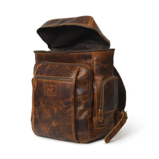 Alpha Caramel Buffalo Travel Leather Backpack-Leather backpacks-Premium Leather Street