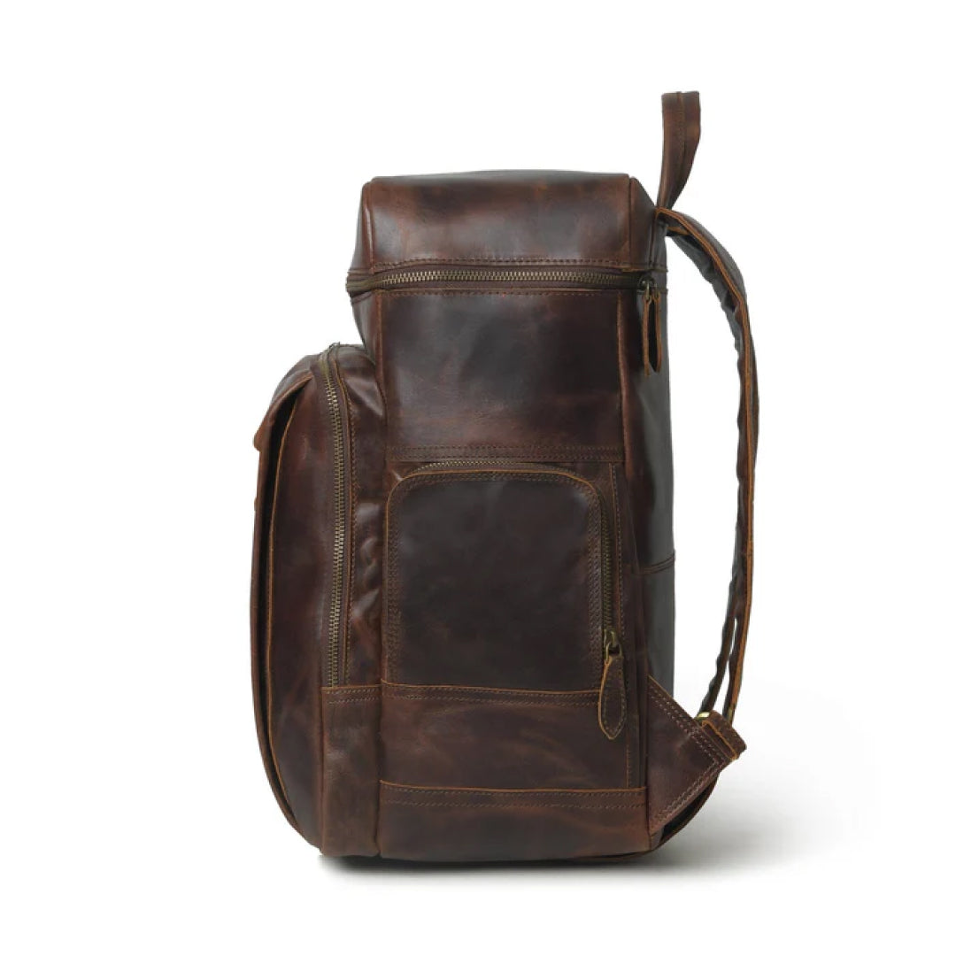 Alpha Brown Buffalo Travel Leather Backpack-Leather backpacks-Premium Leather Street
