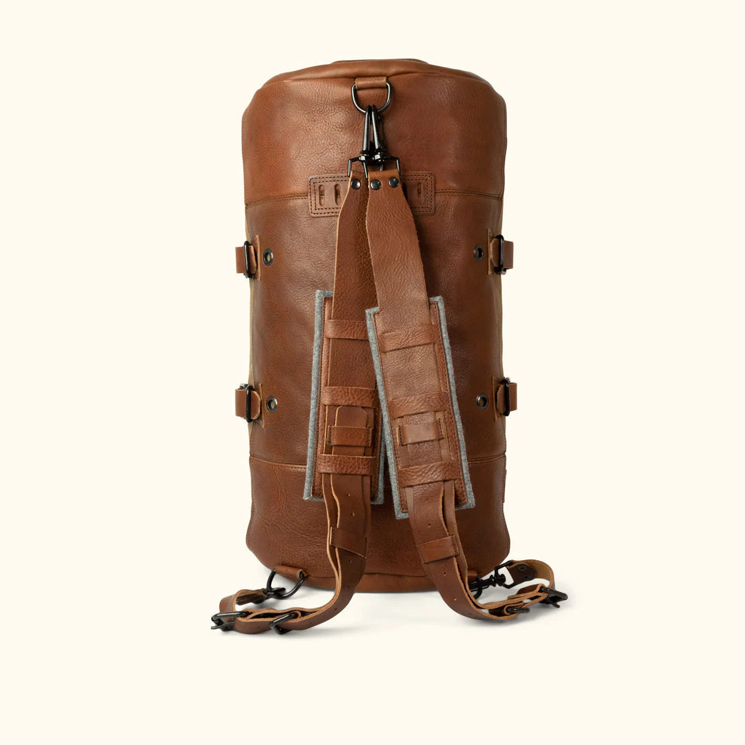 Dakota Field Khaki Waxed Canvas Duffle Bag-Leather Duffle bags-Premium Leather Street