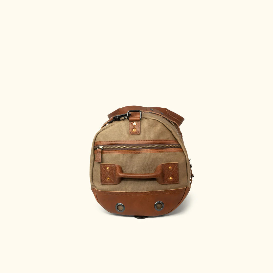 Dakota Field Khaki Waxed Canvas Duffle Bag-Leather Duffle bags-Premium Leather Street