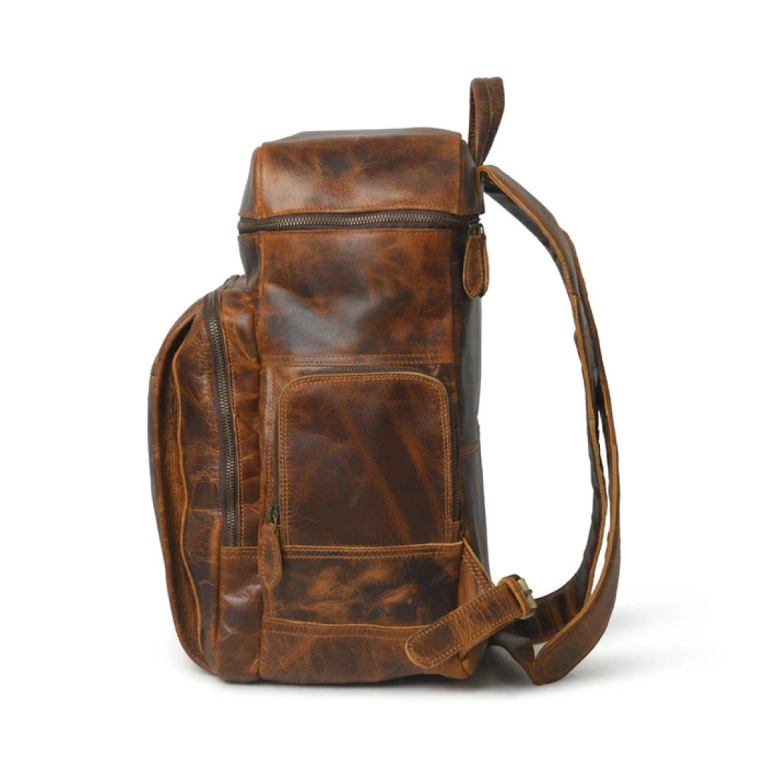 Alpha Caramel Buffalo Travel Leather Backpack-Leather backpacks-Premium Leather Street