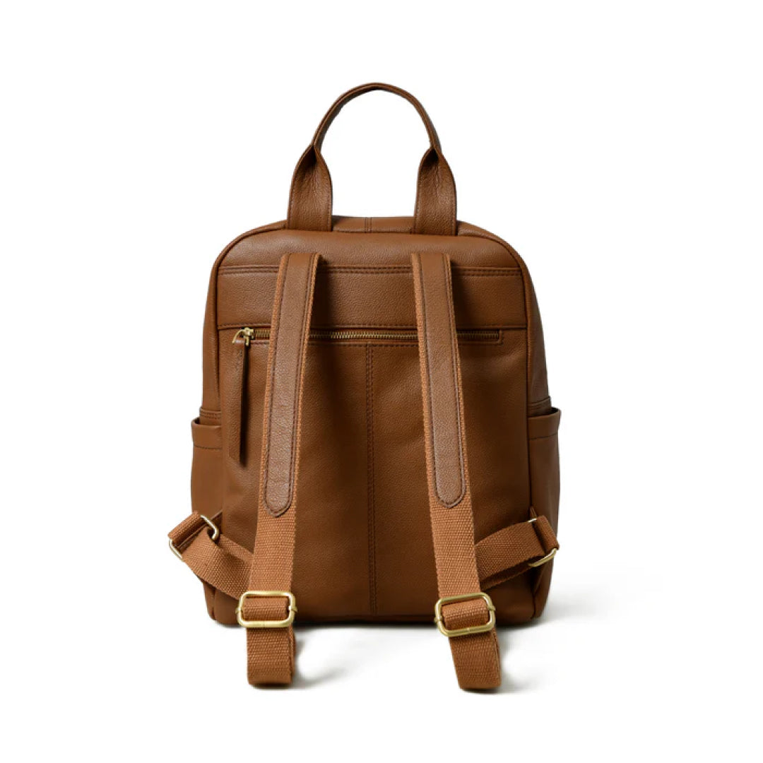 Tan Multi Pocket Women's Leather Backpack-Leather backpacks-Premium Leather Street