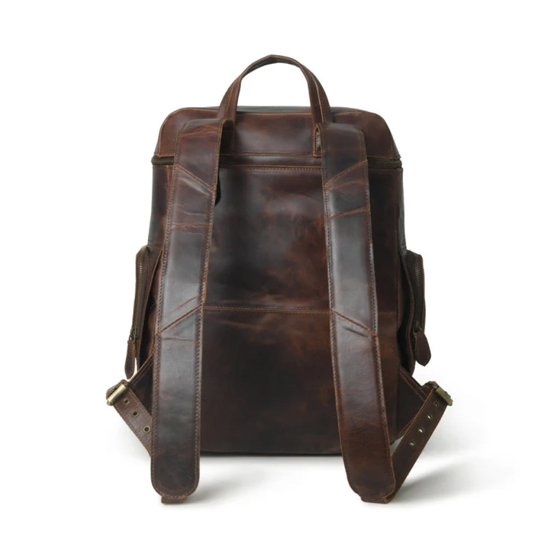 Alpha Brown Buffalo Travel Leather Backpack-Leather backpacks-Premium Leather Street