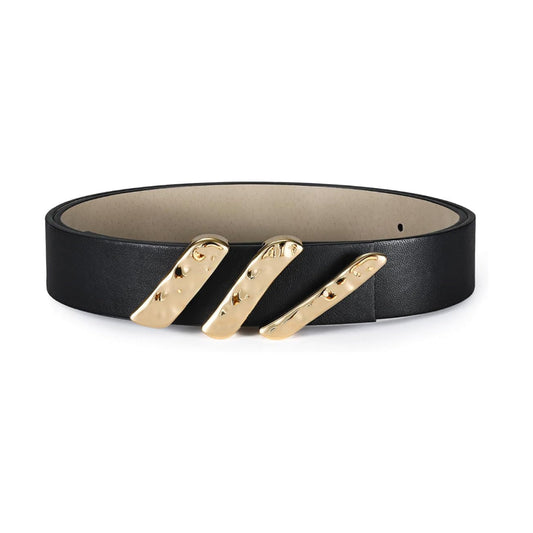 Genuine Leather Belt with Gold Metal Buckle-Women Leather Belts-Premium Leather Street