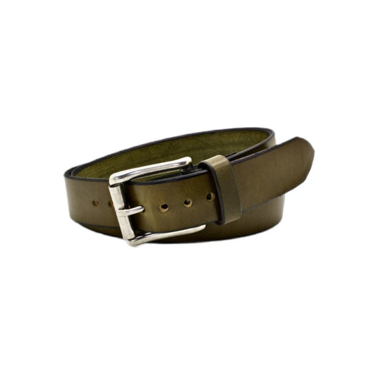 Men's Olive Green Classic Cedar Leather Belt-Men Leather Belts-Premium Leather Street