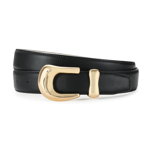 Genuine Leather Belt with Gold Buckle-Women Leather Belts-Premium Leather Street