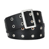Black Belt Silver Buckle & Metal Ring Accents-Women Leather Belts-Premium Leather Street