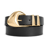 Leather Belt Classic Waist Belt with Gold Buckle-Women Leather Belts-Premium Leather Street