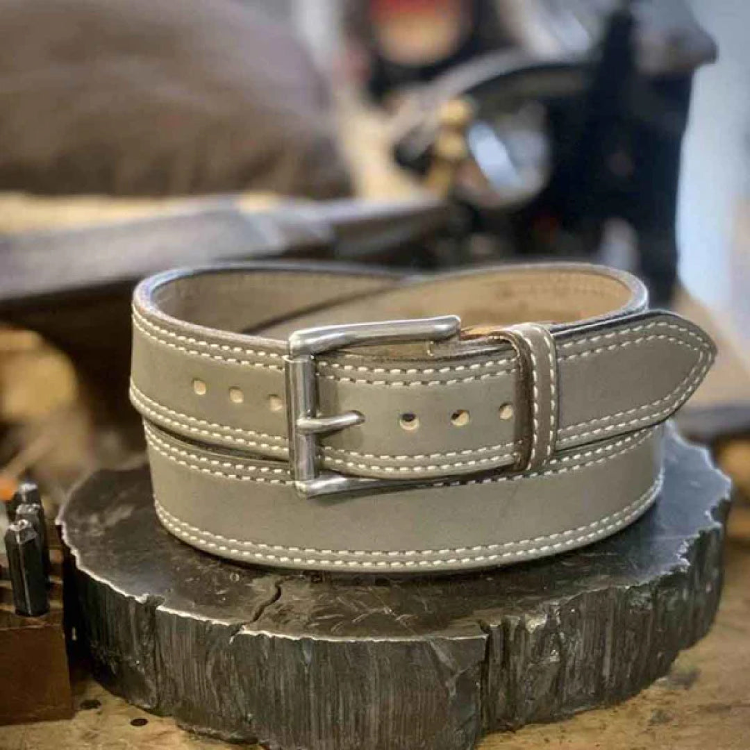 Men's Silver Cloud Leather Belt-Men Leather Belts-Premium Leather Street