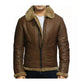 Men's Brown Vintage Faux Shearling Bomber Leather Jacket-Men Shearling Jacket-Premium Leather Street