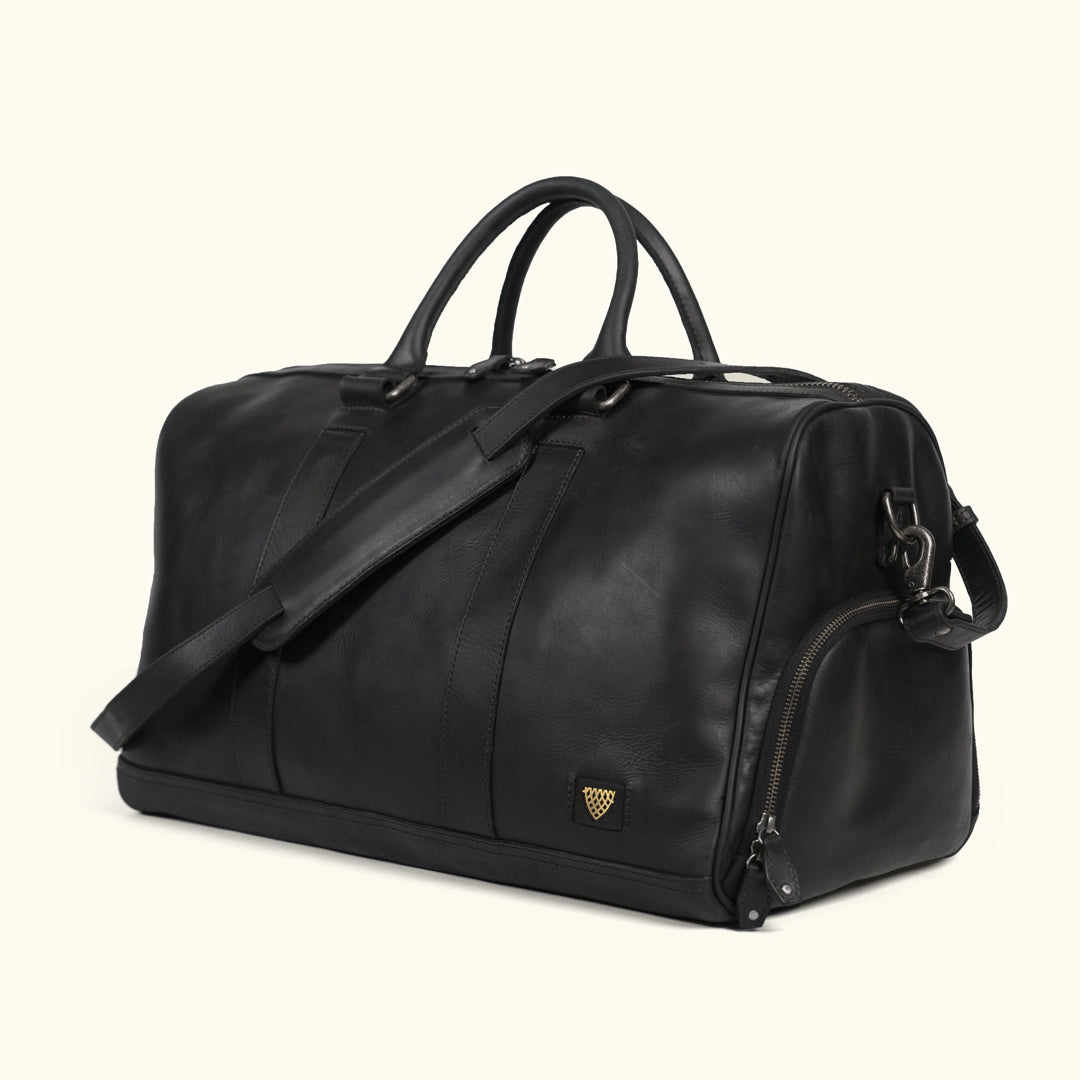The Black Jefferson Leather Duffle Bag-Leather Duffle bags-Premium Leather Street