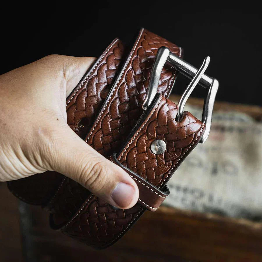 Classic Basket Weave leather belt
