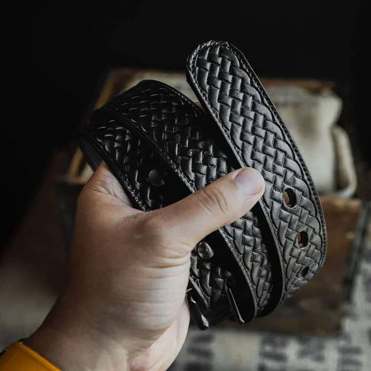 Classic Basket Weave leather belt