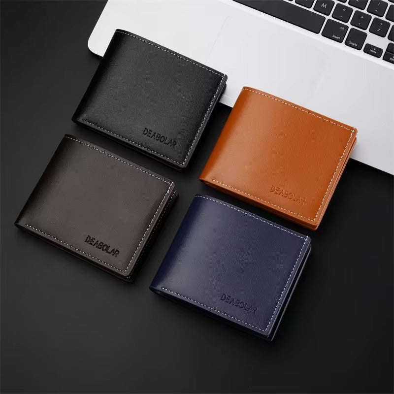 Men’s Slim PU Leather Folding Wallet – Card & Cash Holder